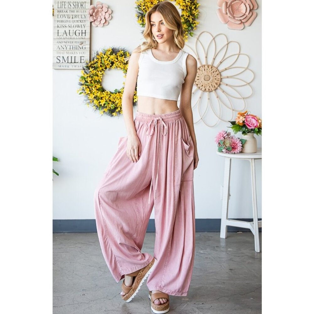 Mineral Wash Wide Leg Pants